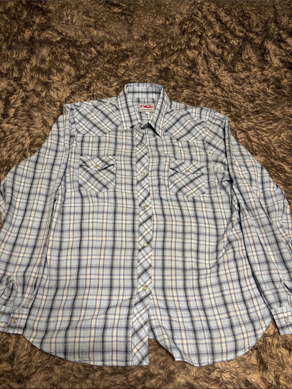 Roper Light Blue Plaid Western Button-Down Shirt